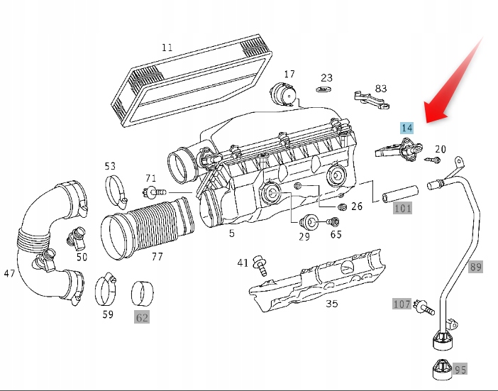 Průtokoměr Mercedes M 611 612 613 A6110940048