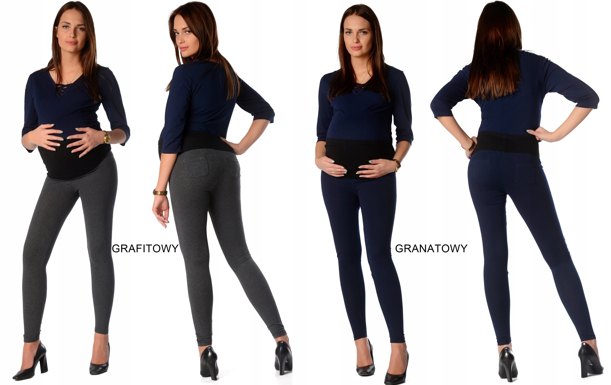 LEGGINSY CIĄŻOWE z kieszeniami getry bawełna XXL Rozmiar XXL