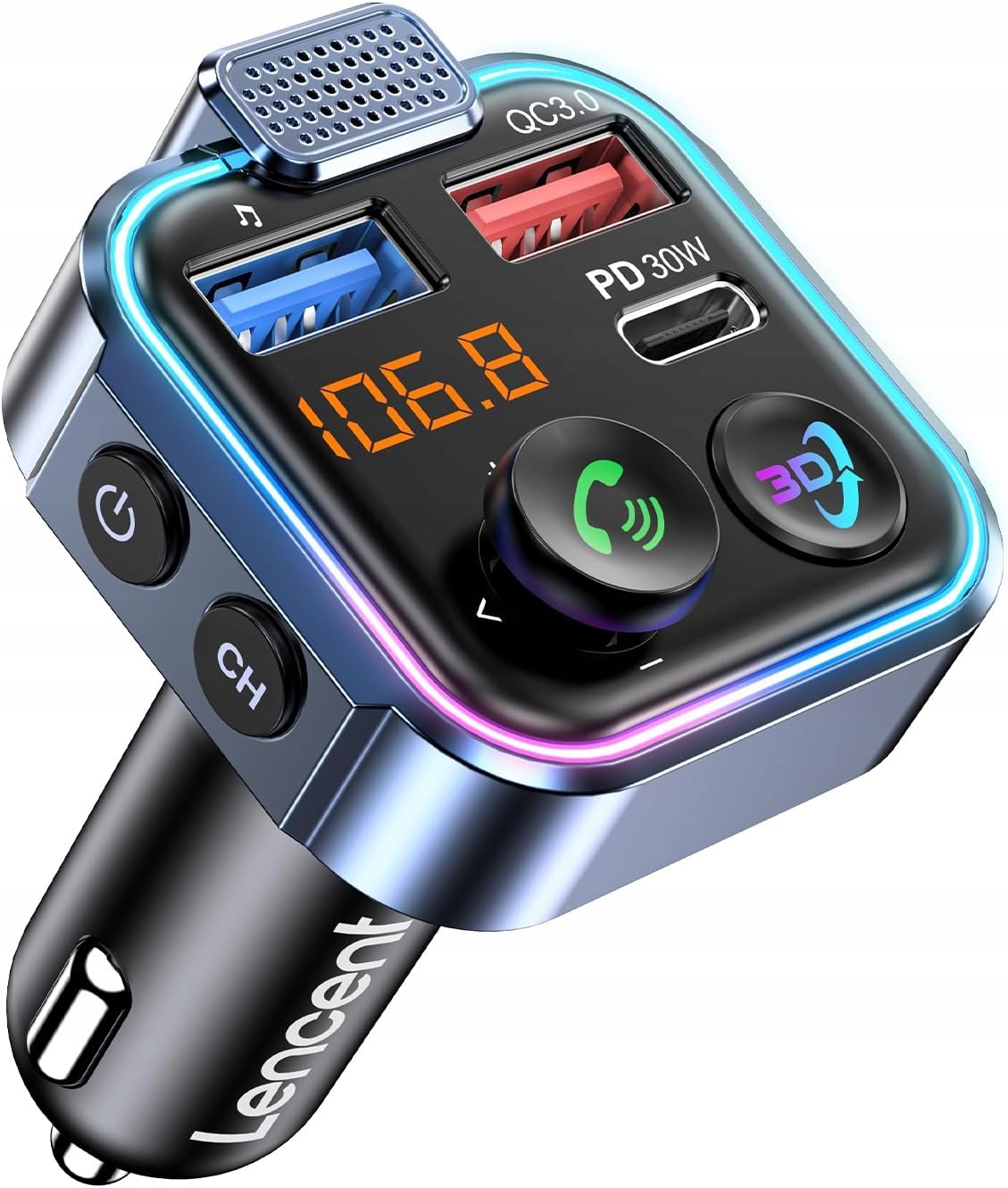 Bluetooth 5.3 Fm vysílač, bezdrátový rádiový adaptér s Usb-c