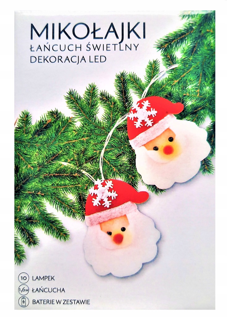 

Łańcuch Świetlny Dekoracja Led Mikołaj Święta 1.6m