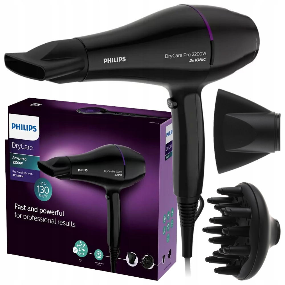 Suszarka Do Włosów Philips Hair Dryer 4000 BHD274 Dyfuzor Koncentrator