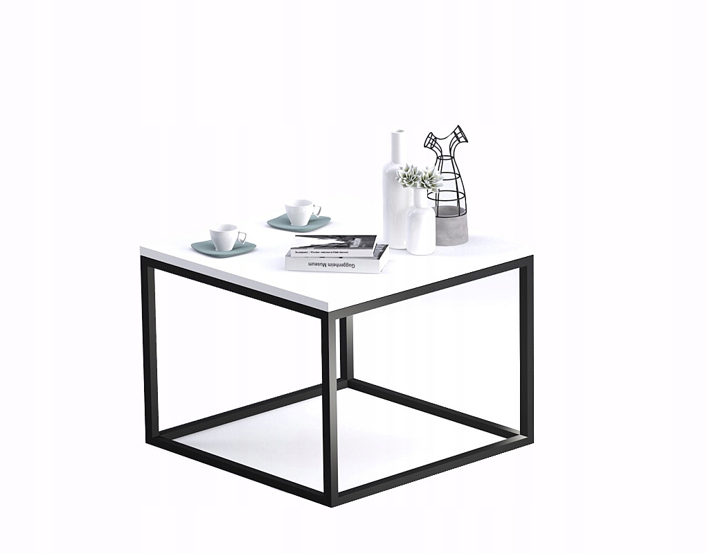 

stolik ława industrial loft biały połysk 60/60x45