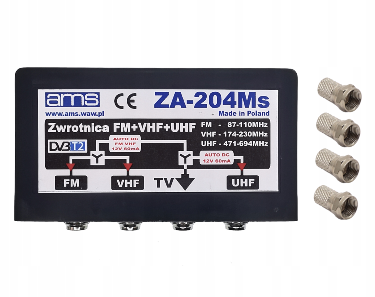 

Zwrotnica antenowa Ams ZA-204Ms Fm/vhf/uhf MUX8 Zł