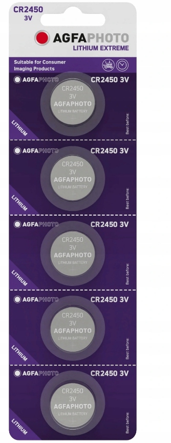

5x Bateria litowa AgfaPhoto CR2450 3V DL 2450 BL/5