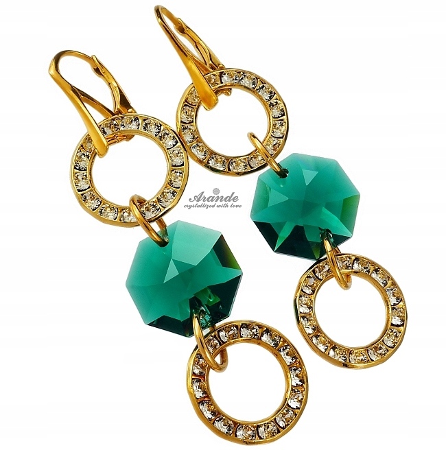 Krystaly Náušnice Emerald Zlaté Stříbro