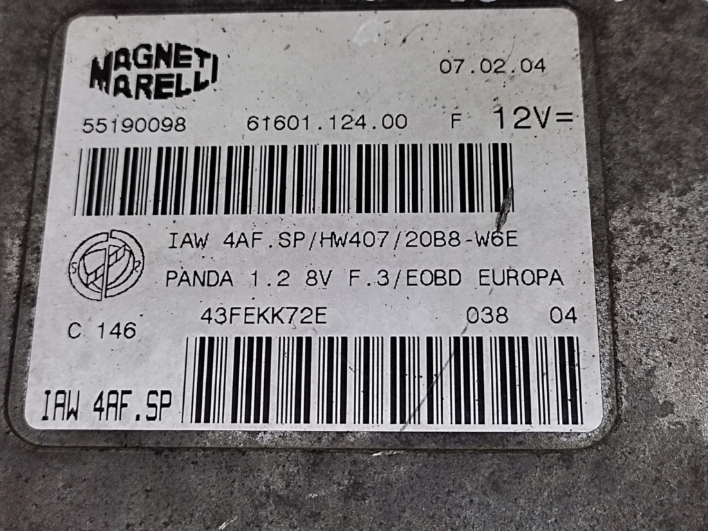 FIAT PANDA II 1.2 control unit of the engine 55190098