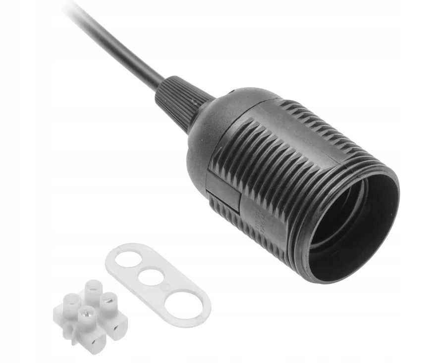 

Gniazdo E27 z przewodem i kostką czarne Gtv