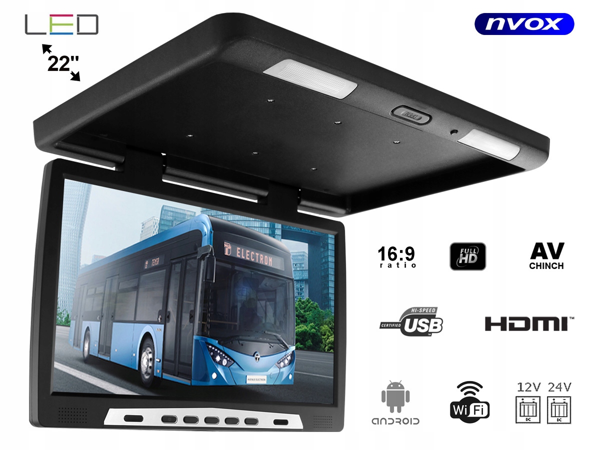 Monitor samochodowy podwieszany android 22' FullHD Kod producenta NVOX RF2290AND BLACK