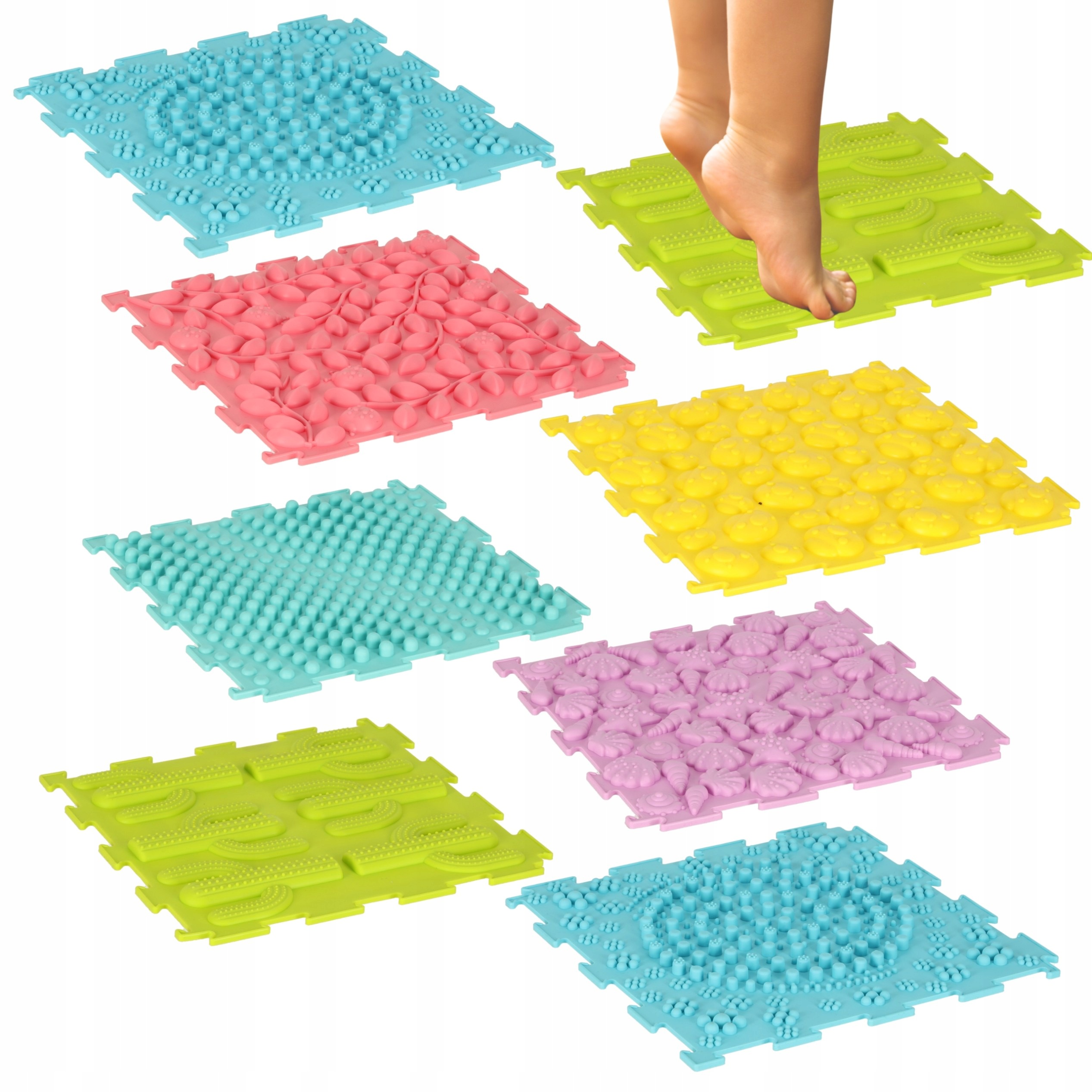 Mata Do Masażu Stóp Sensoryczna Montessori Puzzle Ortopedyczna Pastelowa