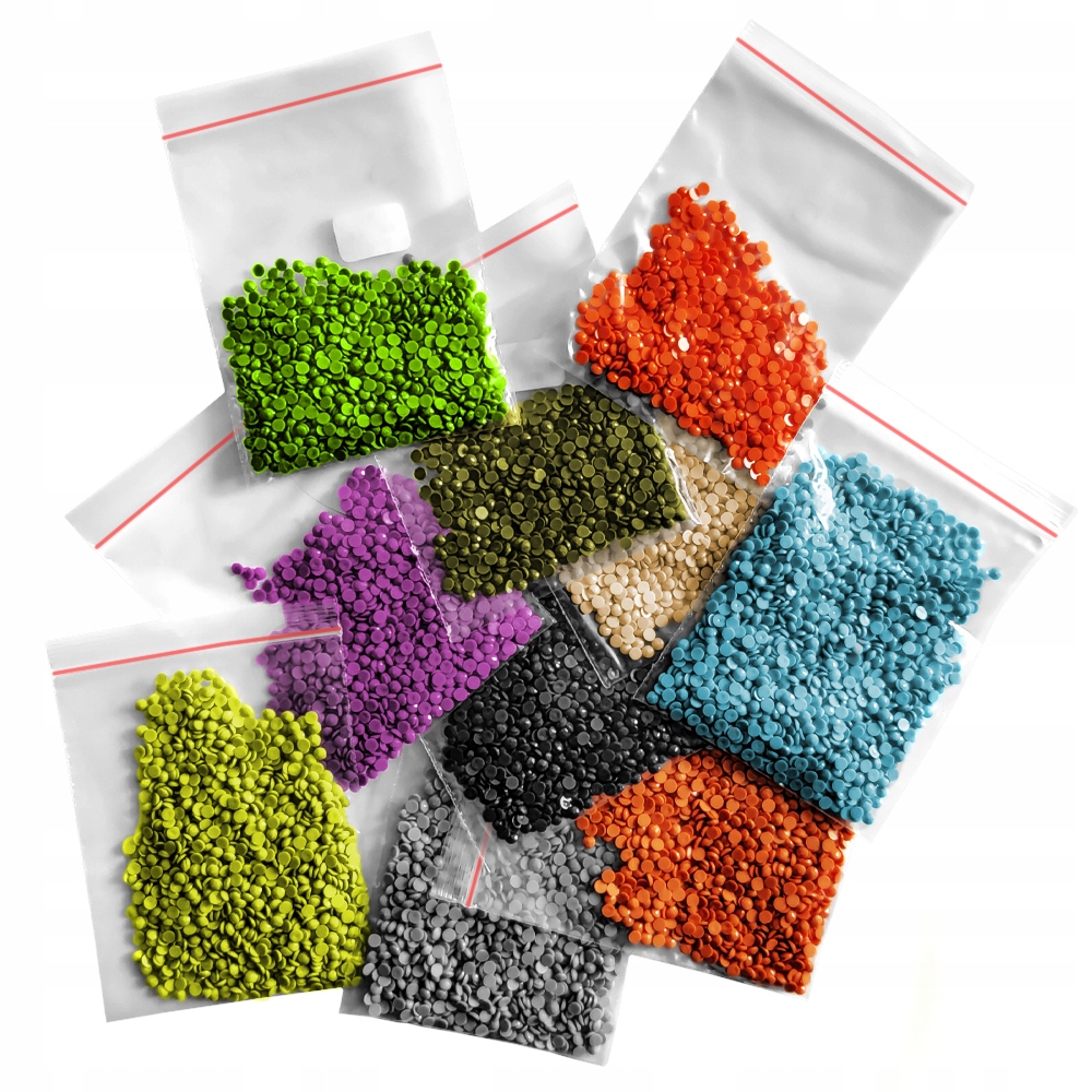 Sada 10 sáčků s diamanty pro dimanetovou výšivku, diamantové malování