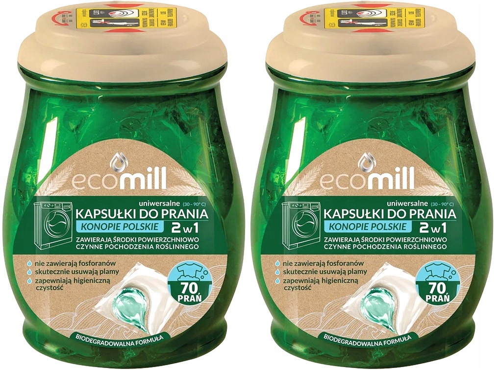 2x Univerzální Kapsle Na Účinné Praní Konopí Polské Ecomill 70ks