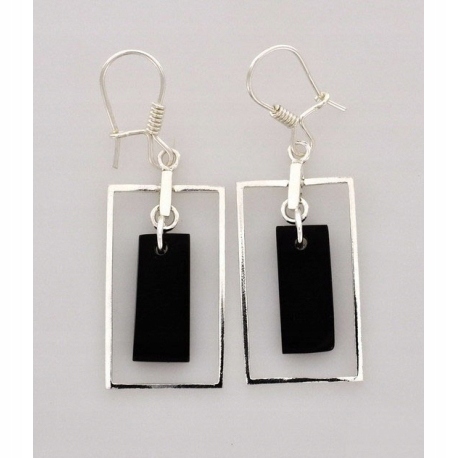 

Duże Geometryczne Srebrne Kolczyki Prostokąty 925