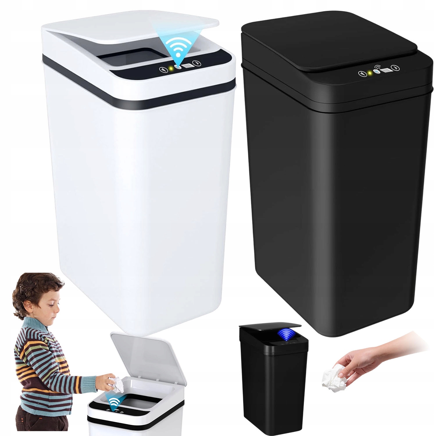 Levně 2KS Automatický Odpadkový Koš 8.5L Velká Objem 3 Režimy Pro Jídelnu Abs