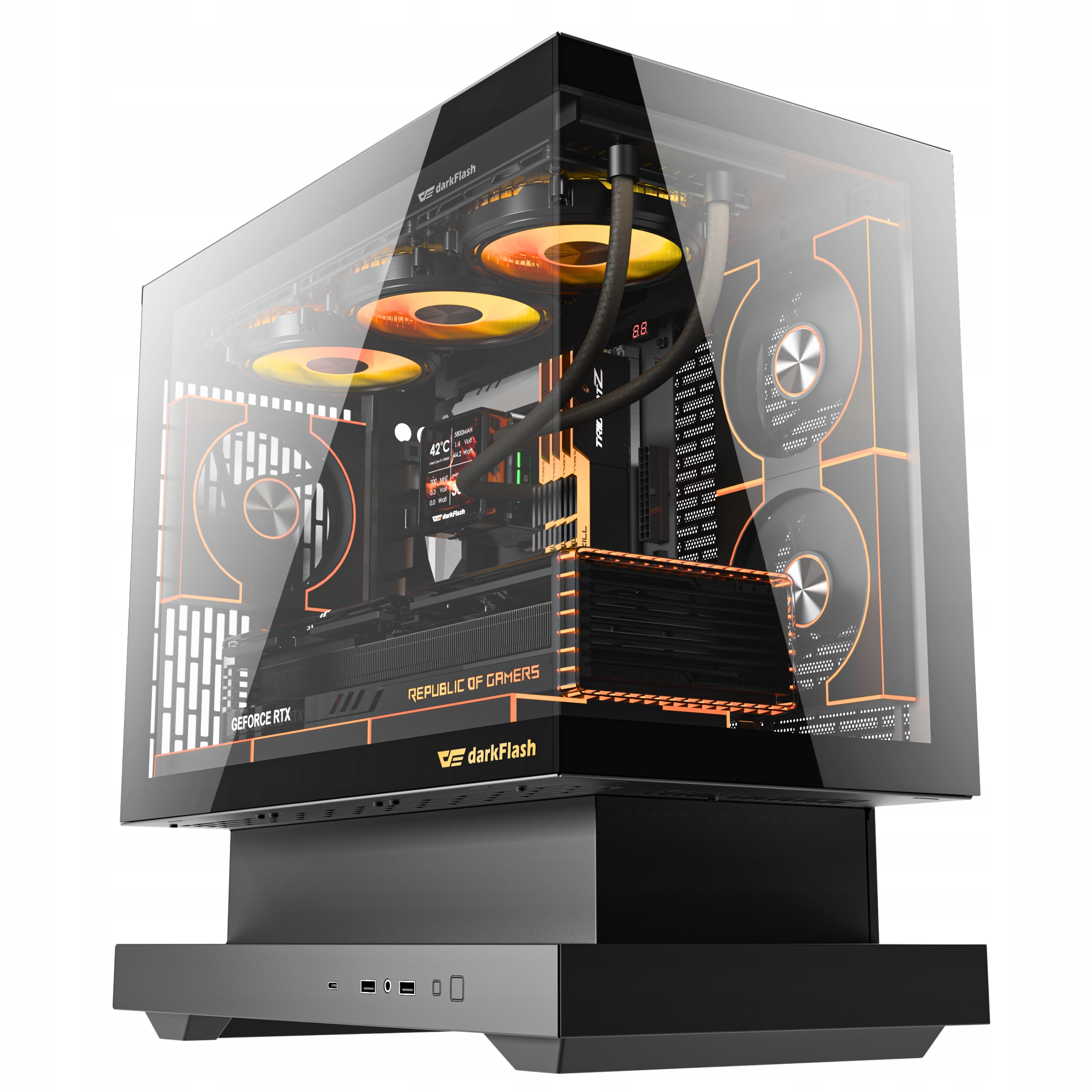 Počítačová skriňa darkFlash F1 čierna Itx Midi tower 6 ventilátorov aRGB