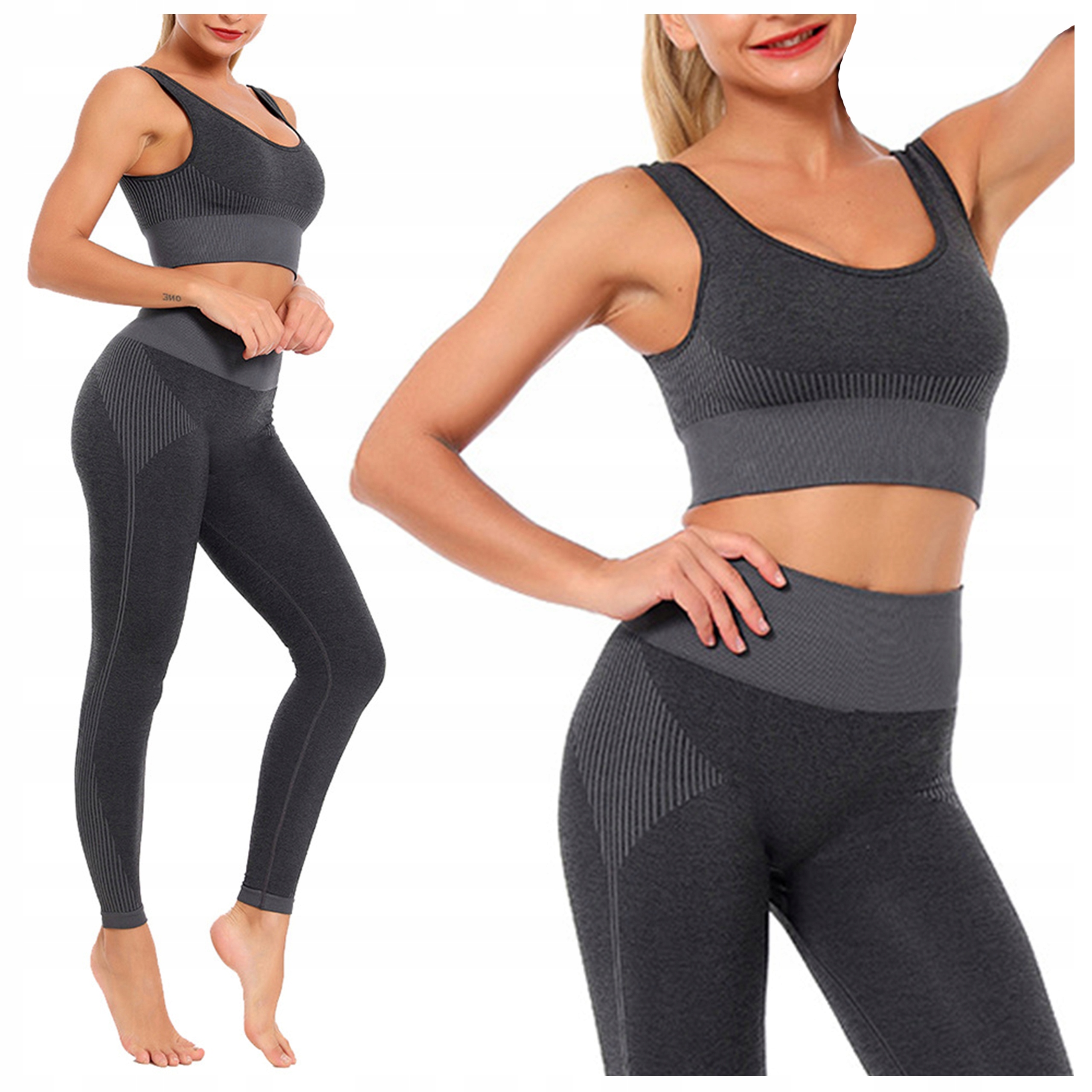 Komplet Sportowy top bezszwowe legginsy siłownia M