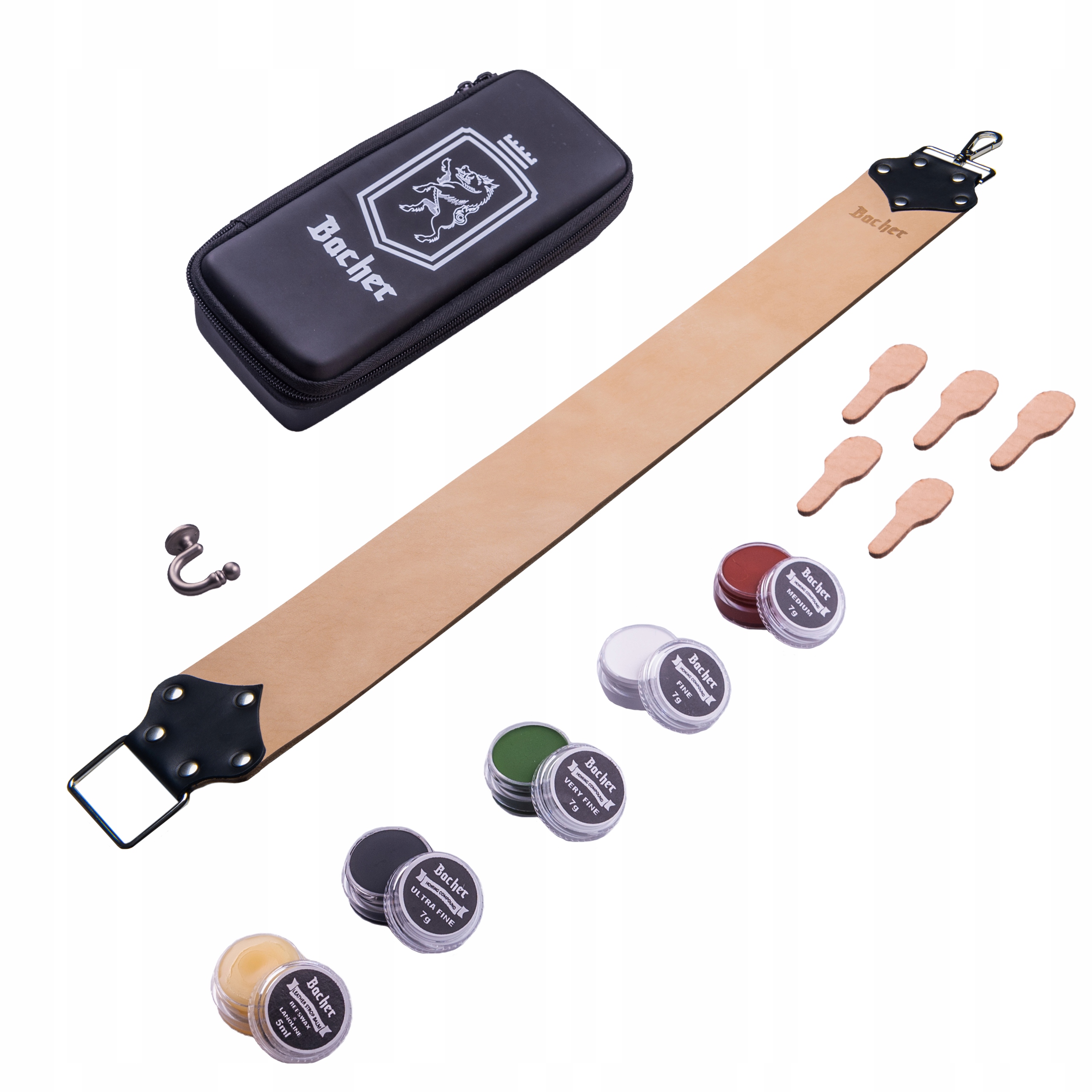 Bacher Premium kožený obtahovací řemen s lešticí pastou 72x8 cm