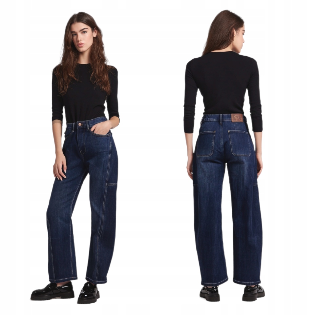 Dámské Džíny Wide Leg Volné Široké Balloon Modré L