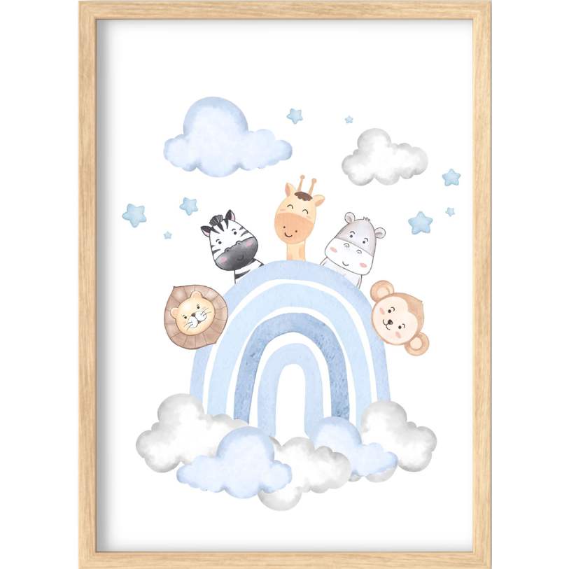 ZESTAW 3 PLAKATÓW 21x30 A4 ARKA NOEGO ZWIERZĄTKA ZWIERZĘTA TĘCZA NIEBIESKIE Szerokość produktu 21 cm
