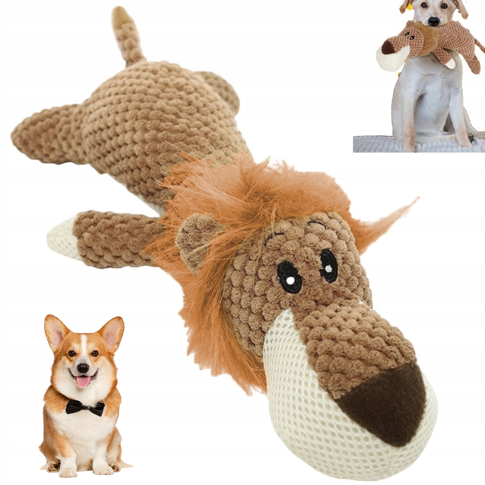 Levně Hračka Pro Psy Lion Plyšové Kousátko Měkké Pískací Pro Středně Velké Psy