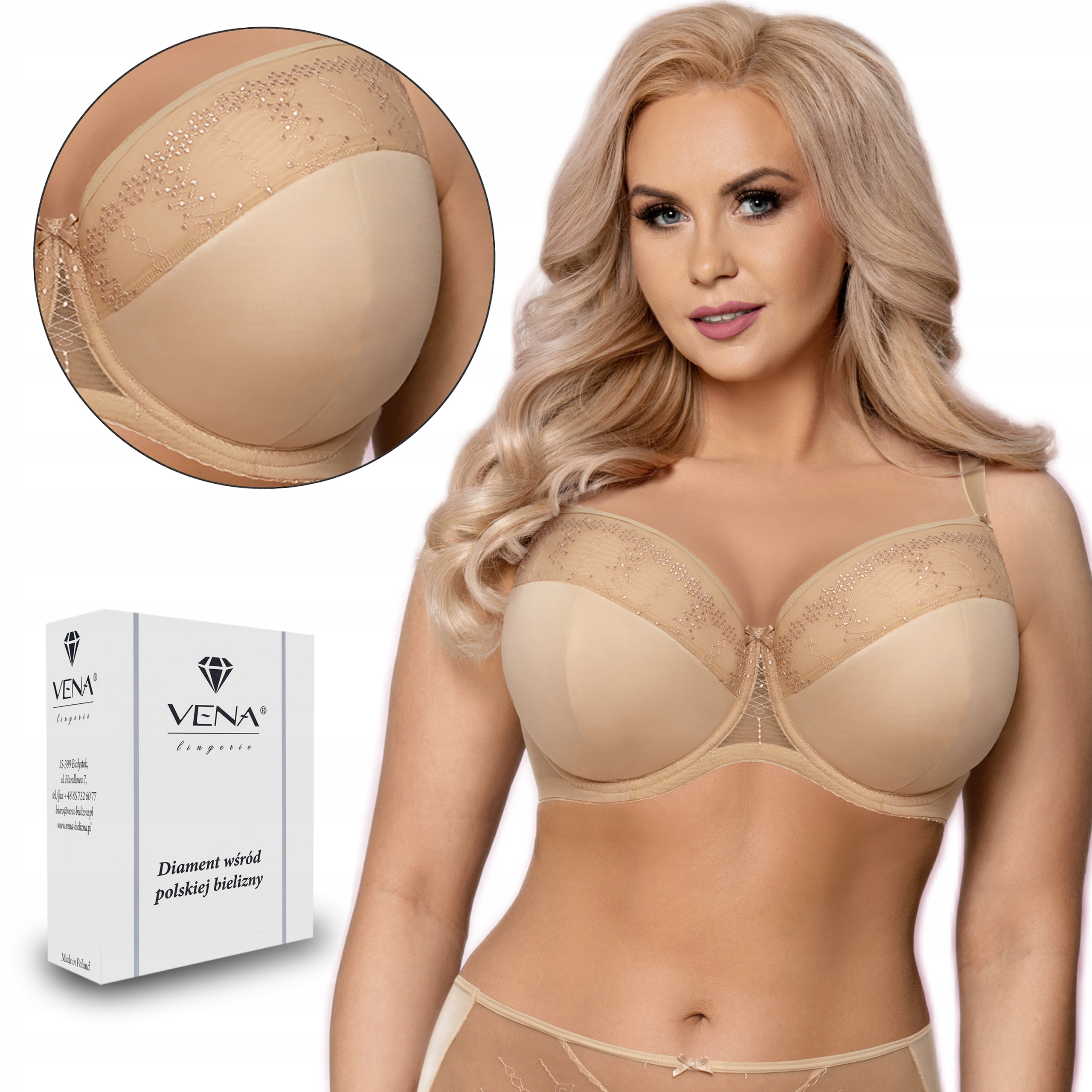 

Usztywniany biustonosz FullCup Vena VB-430 beż 80G