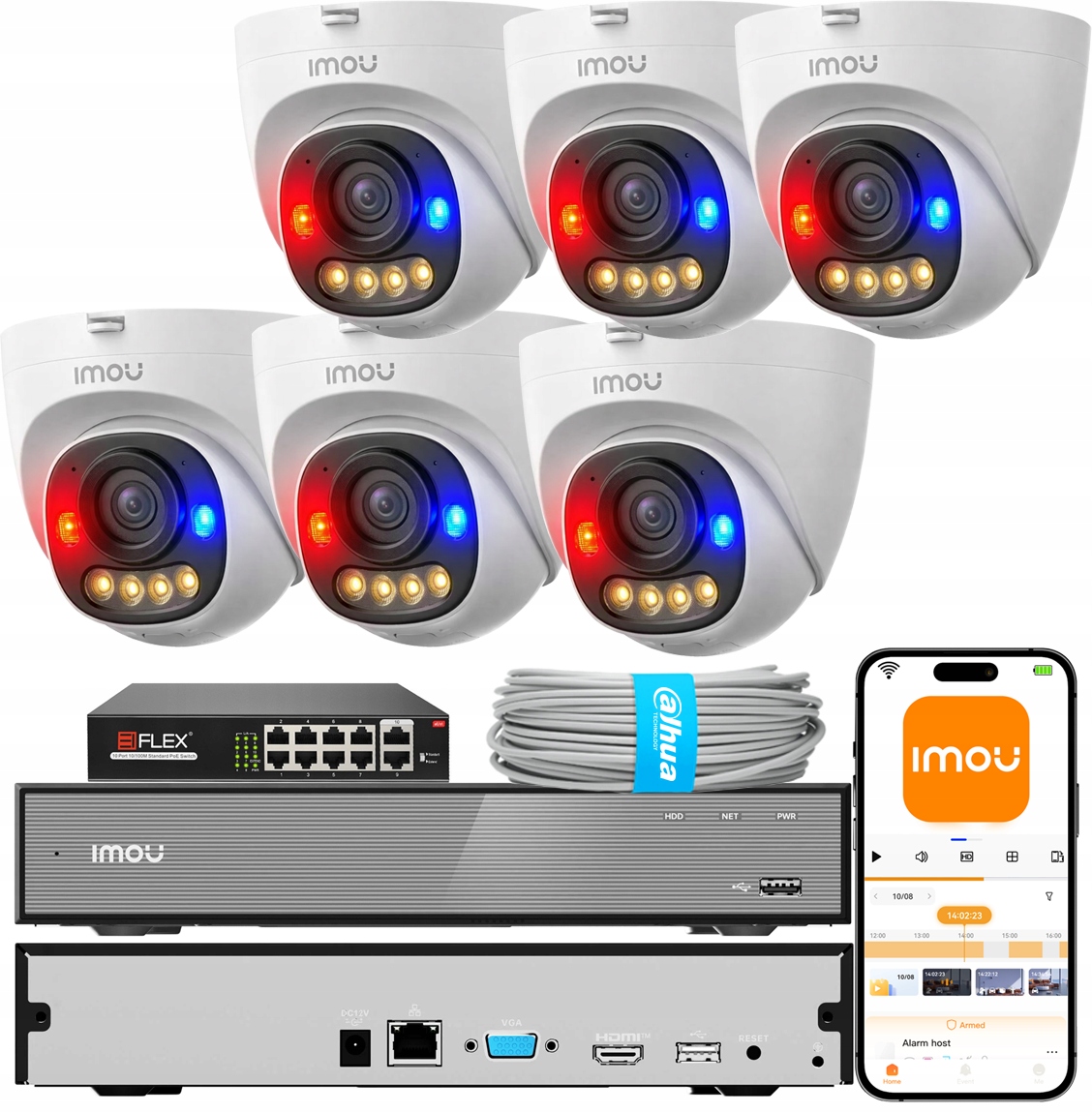 Zestaw Monitoringu Ip 5MPx PoE Imou 6 Kamer IPC-PS8D-5V0 Zewnętrzny Nvr Utp