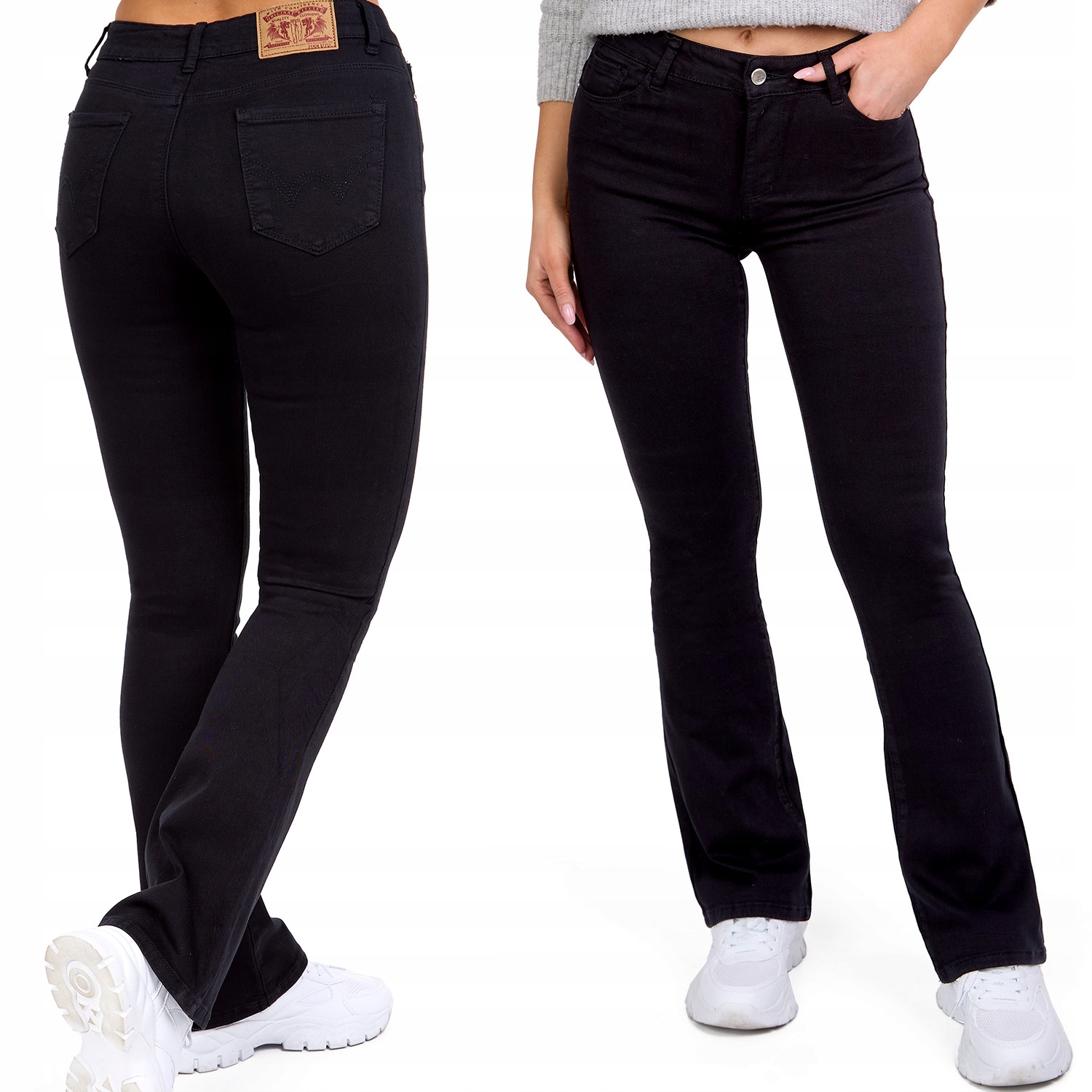 345_M. Sara spodnie damskie Premium dzwony czarne szeroka nogawka _S/36