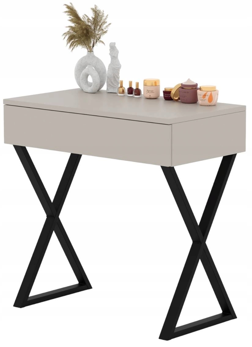 Toaletná Konzola Lena Kašmír 75 CM Čierne Nohy X Kovové