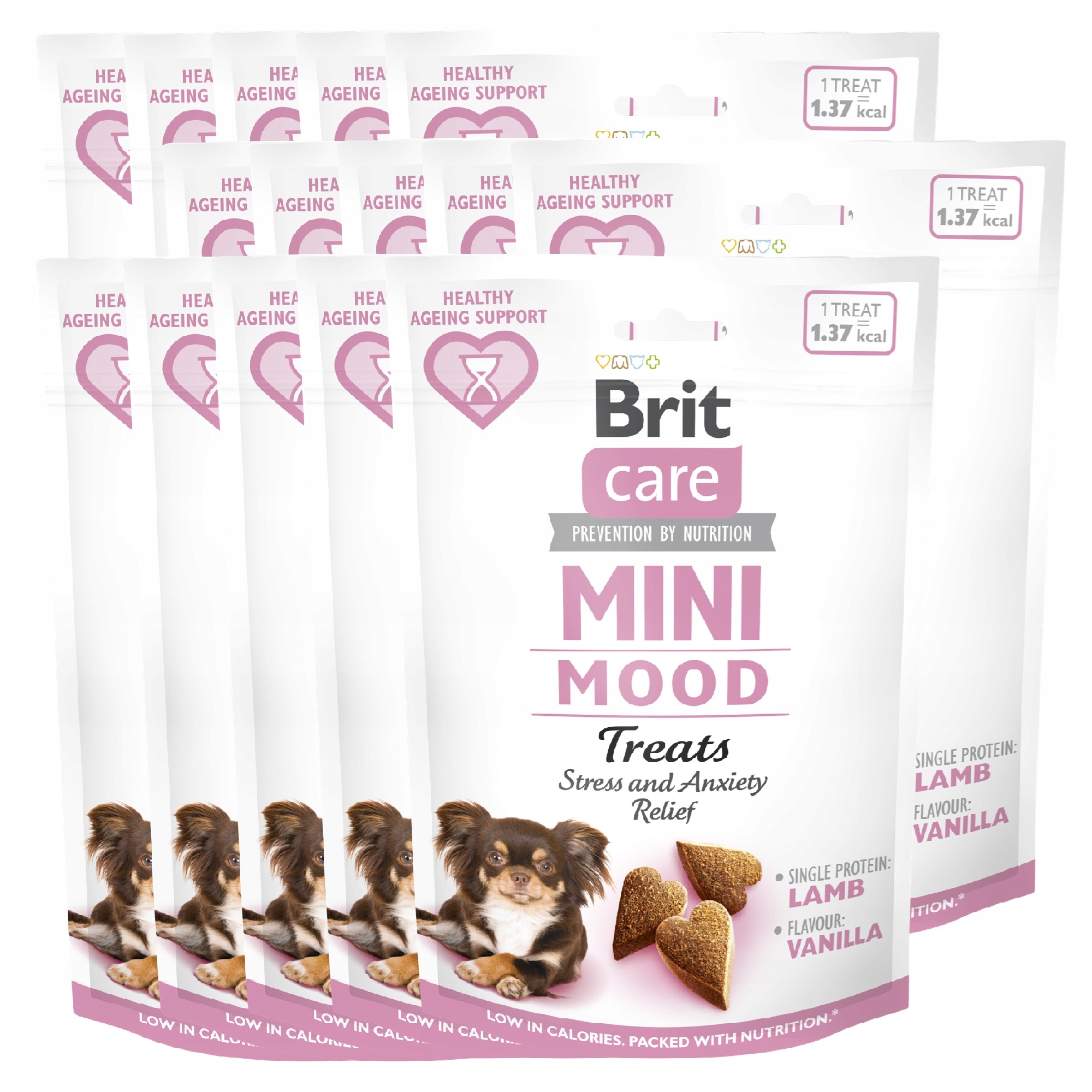Brit Care Dog Mini Snacks Mood Stress Jehněčí Svařák 15PAK 15x50g