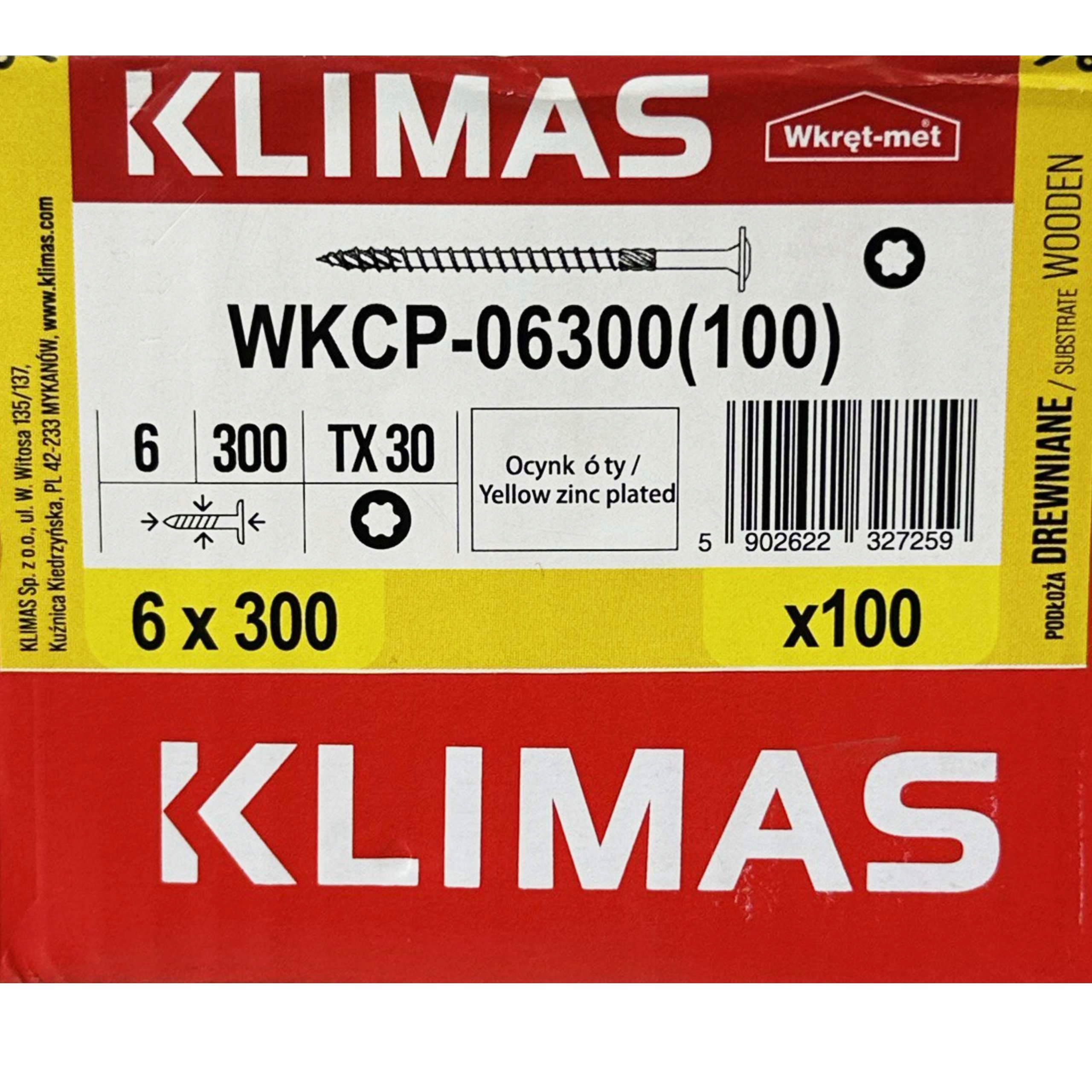Vruty do dřeva 6x300 mm tesařské Wkcp talířová hlava, torx T30 100 Ks
