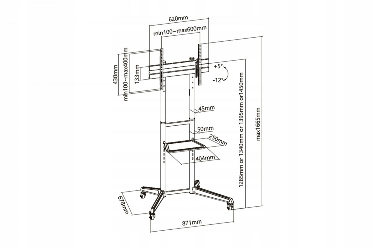 Stojak mobilny pojedynczy z półką 1xLCD.''.,. EAN (GTIN) 4016032481850