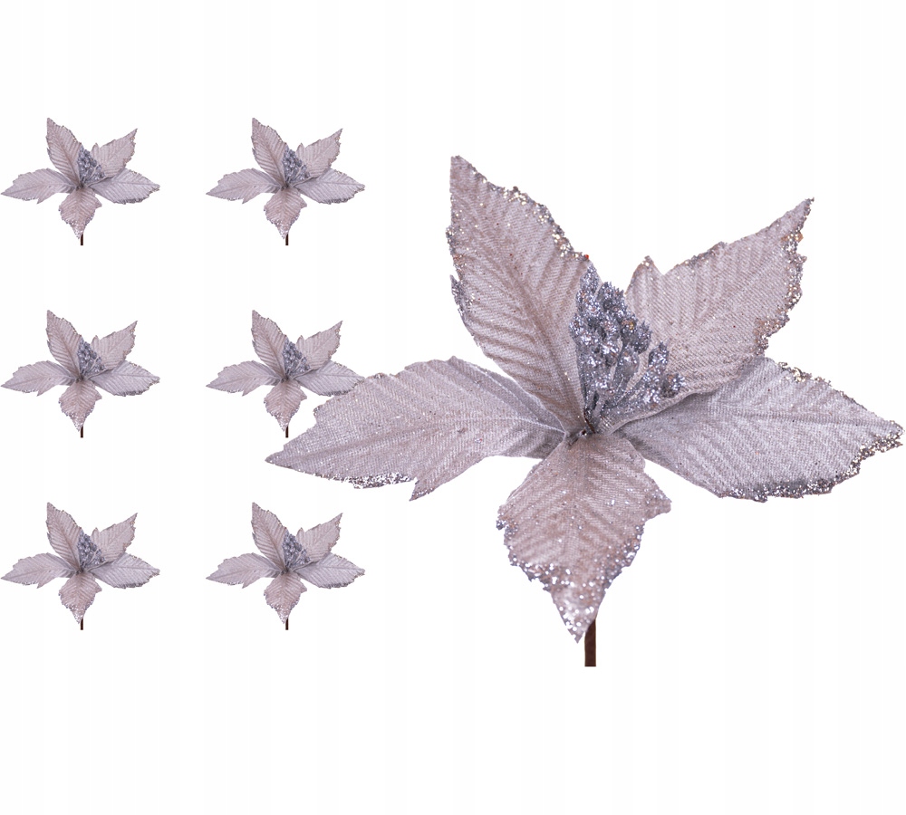 

Poisencja srebrna na łodydze 20cm 6 sztuk stroiki