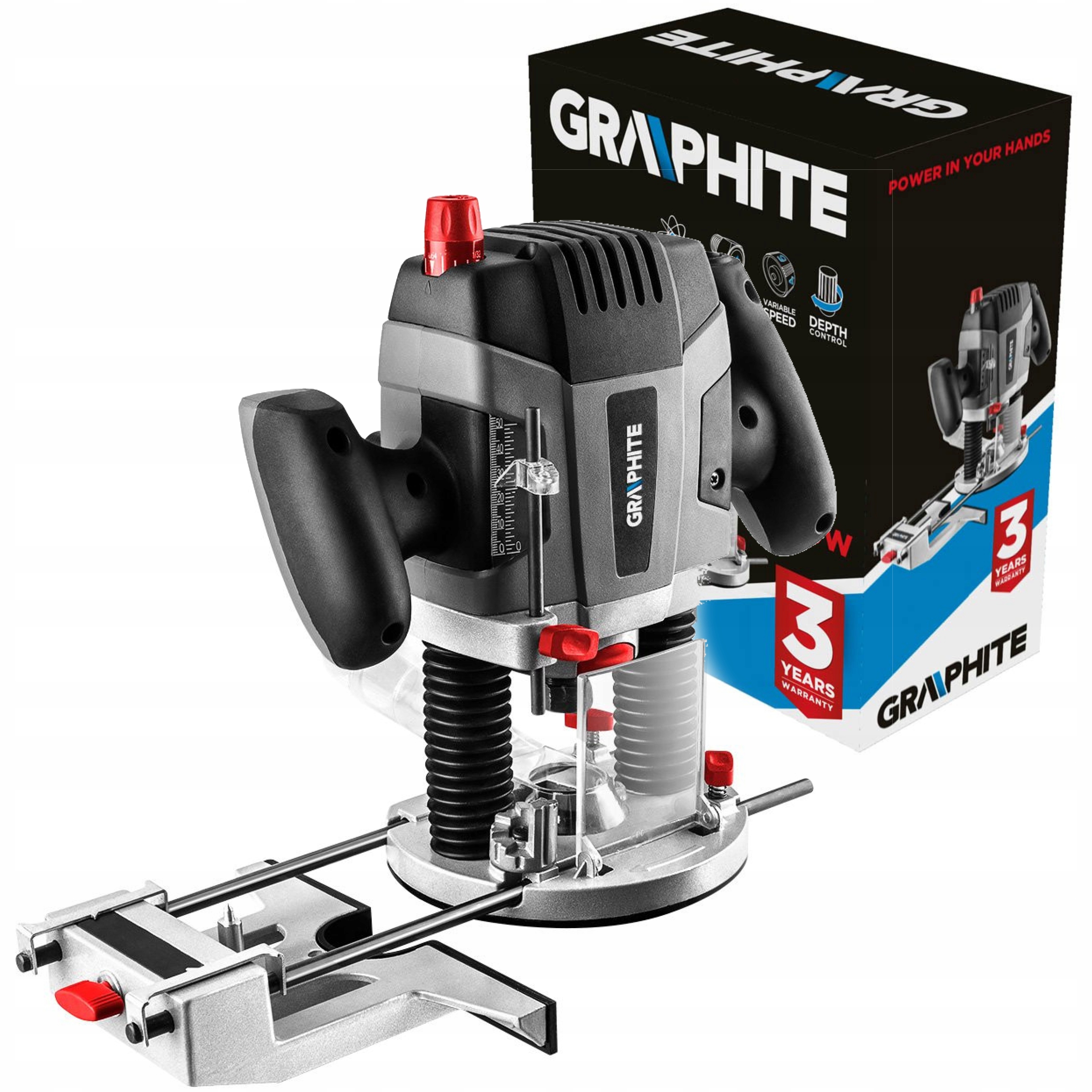 Graphite Horní Frézka Na Dřevo 1300W Rukojeť 6, 8, 12 mm 59G717