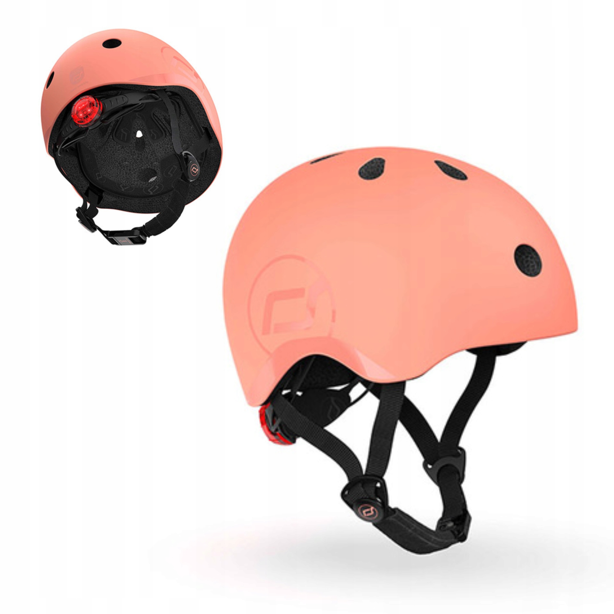 Scoot and Ride Kask Dziecięcy S-m na Hulajnogę Rowerowy z Lampką Peach 3+