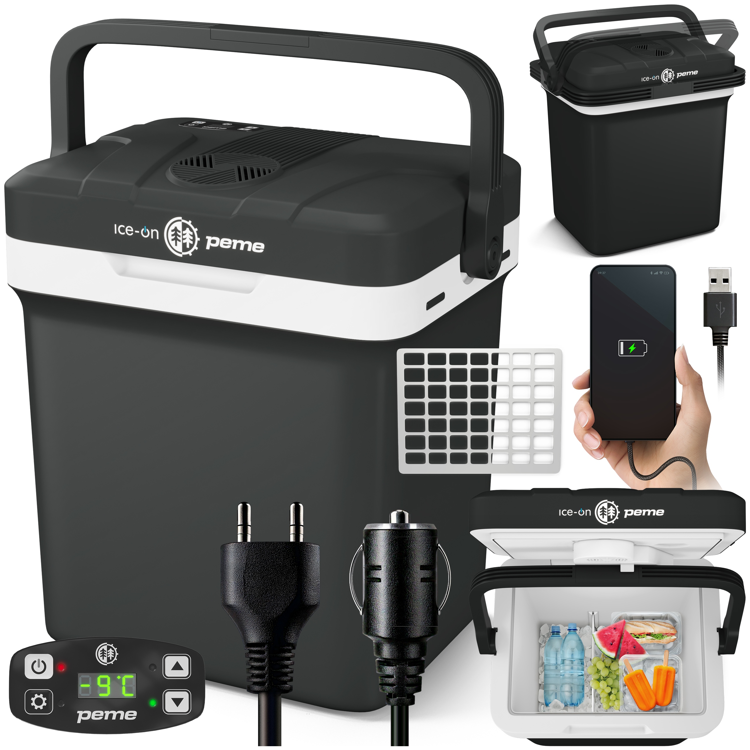 Lodówka Turystyczna Ice-On 27 Samochodowa Funkcja Grzania 12v 230v Usb Peme