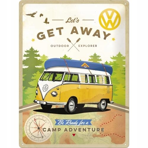

Metalowy Plakat 30x40CM Vw Bulli Camp Adventure
