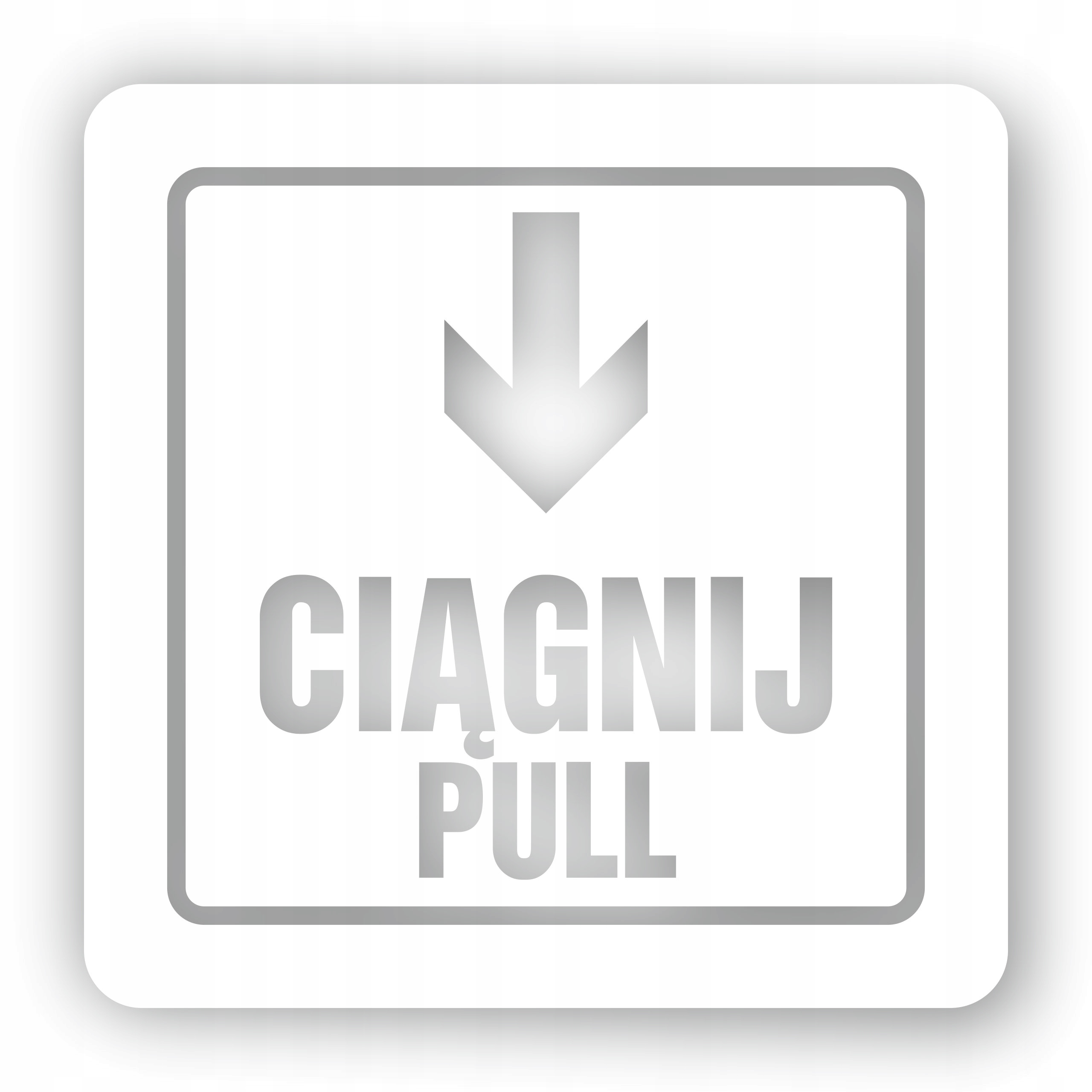 Naklejka Biała Ciągnij Pull 10x10cm Marka Multeo
