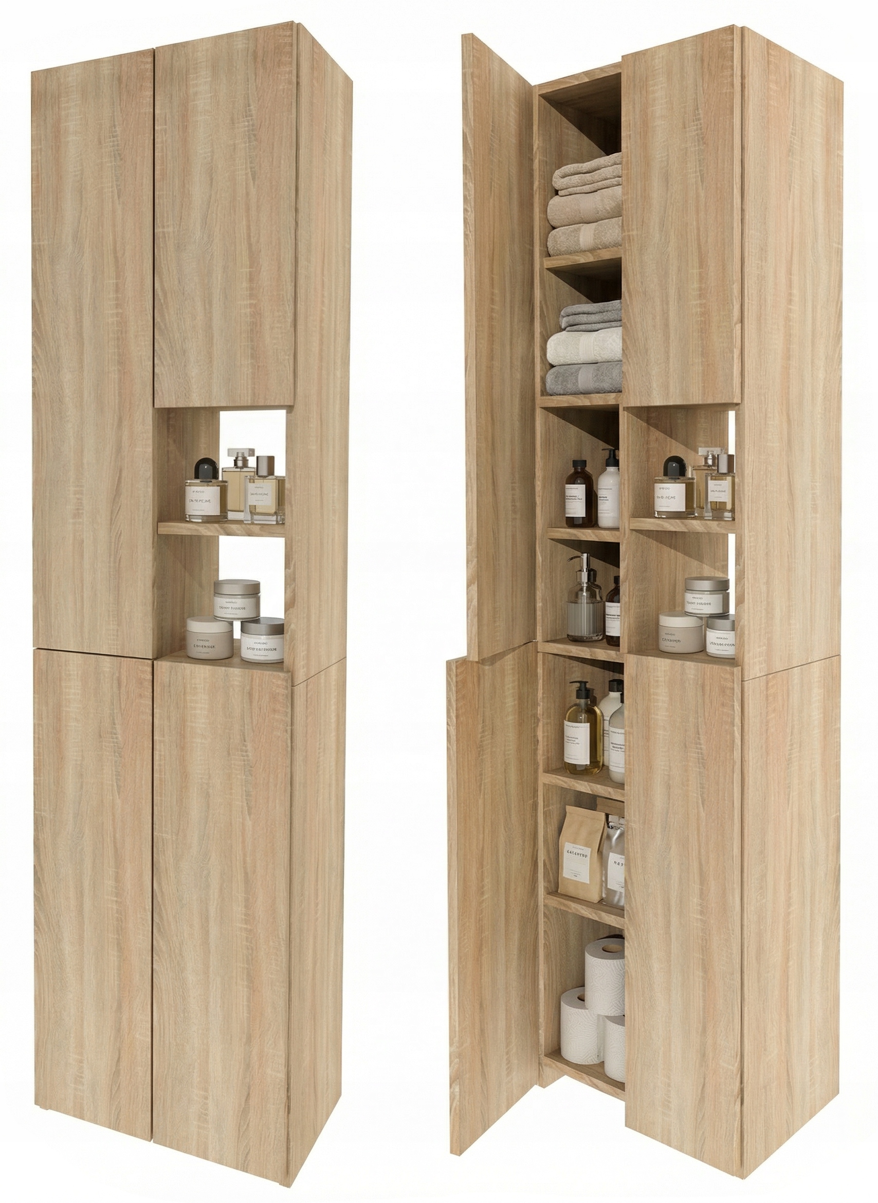 Koupelnová skříňka stojící sloupek koupelnová úzká policová police Dub Sonoma