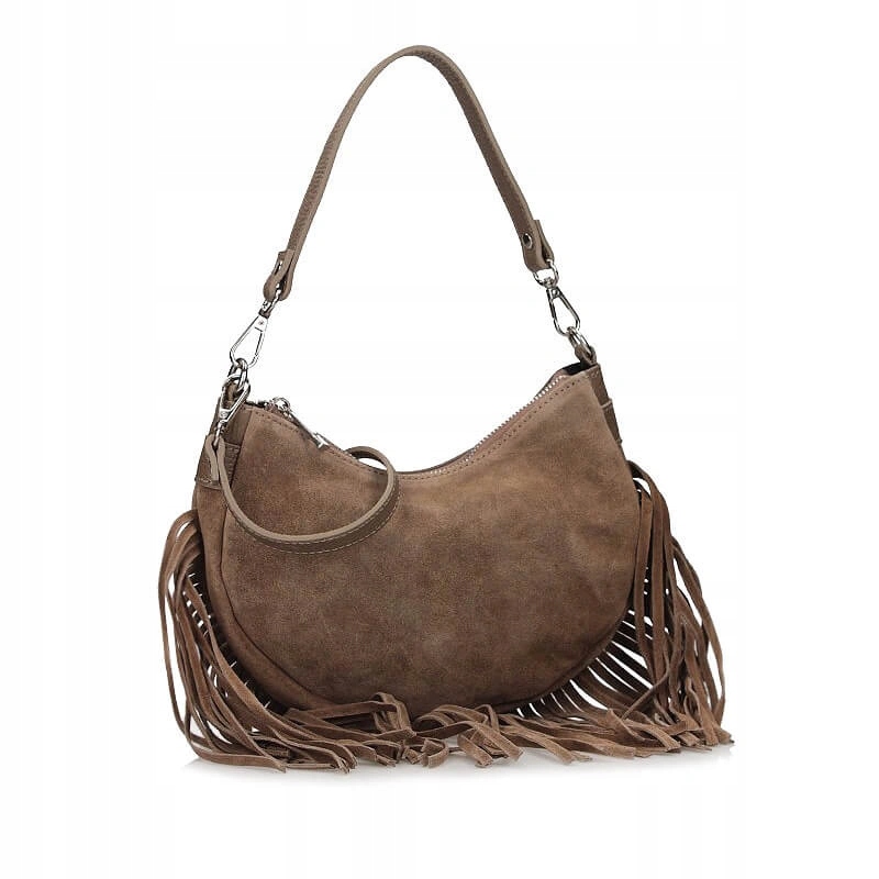 Dámská kabelka Toscanio G103 C.bež D40 semišová kabelka přes rameno