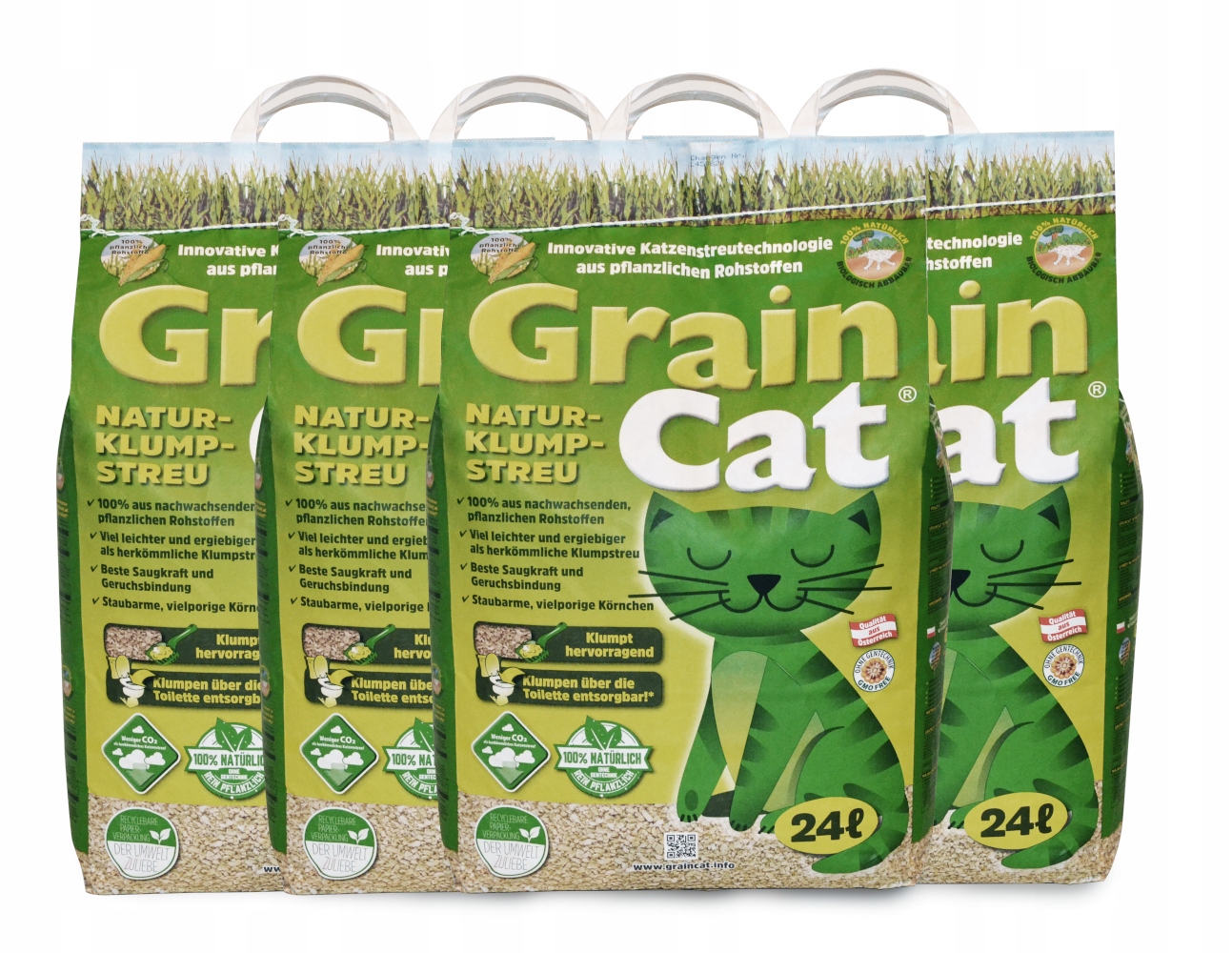 Żwirek Zbrylający Dla Kota kukurydziany bezpyłowy bezzapachowy Graincat 24L