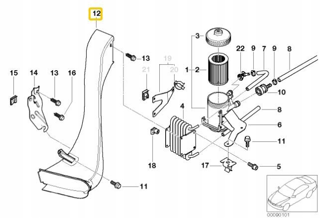 BMW E46 M Pakiet Kanal Chlodzenia Filtra Paliwa Part number 13322247413