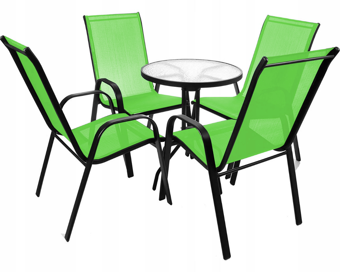MOCNE KRZESŁO OGRODOWE METALOWE ZIELONE MEBLE TARASOWE BALKONOWE NOWOCZESNE Styl nowoczesny