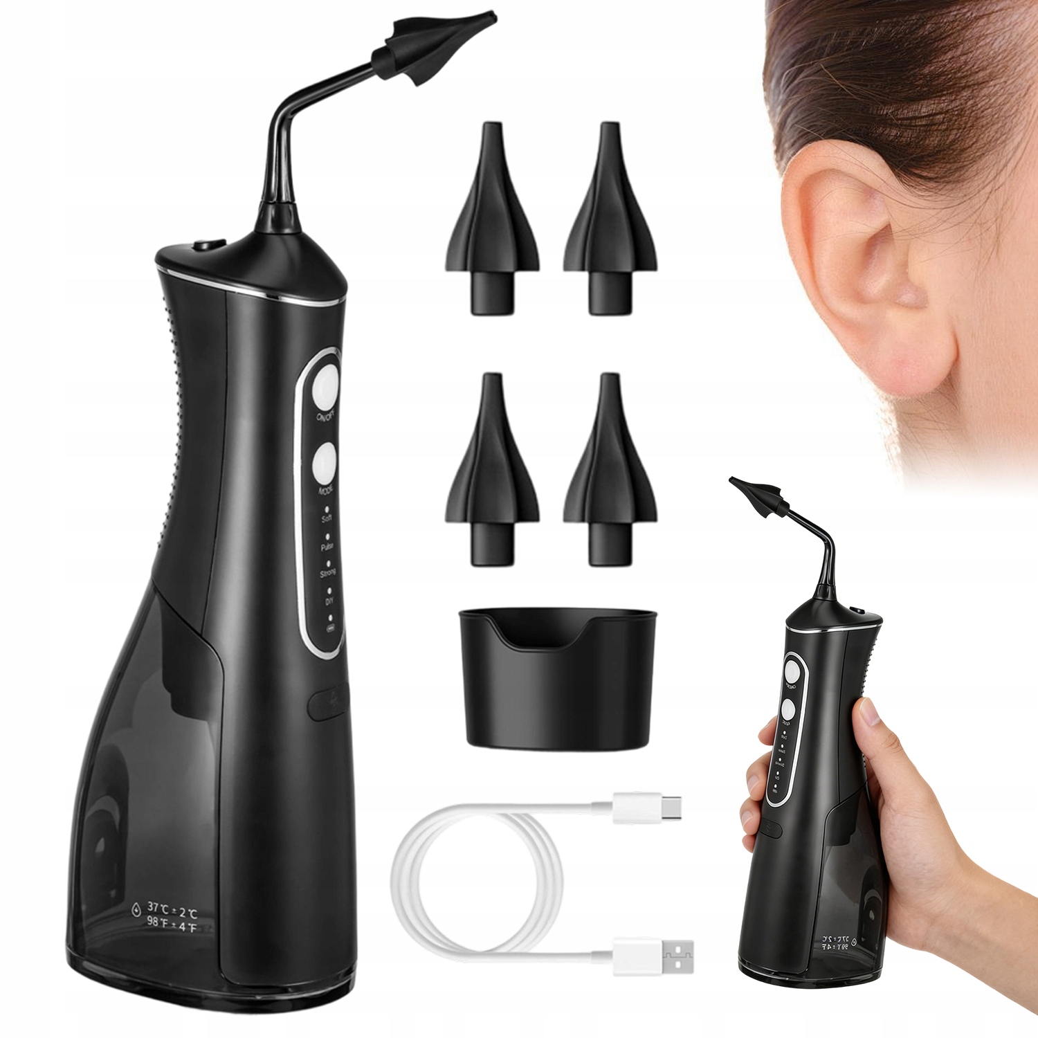 Irygator Do Czyszczenia Uszu 300ML 4 Poziomy Ciśnienia IPX7 Wodoodporny