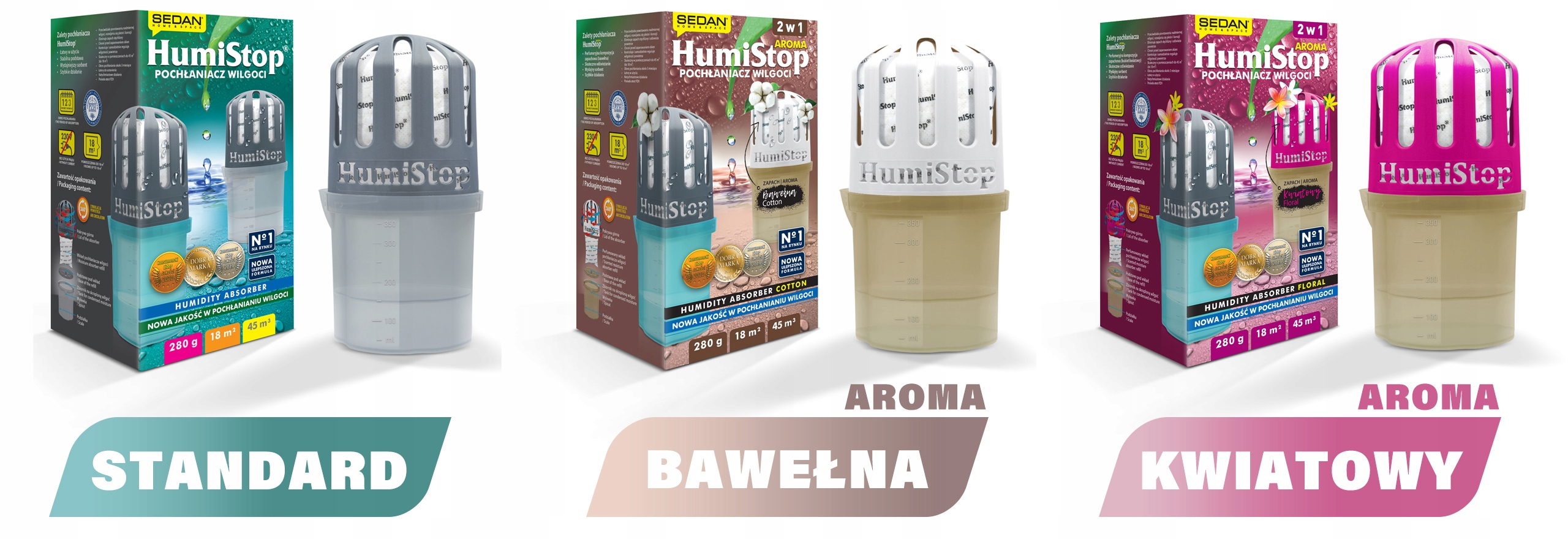 HUMISTOP > 3X POCHŁANIACZ WILGOCI Z 6 WKŁADAMI Tryby pracy odprowadzanie wody