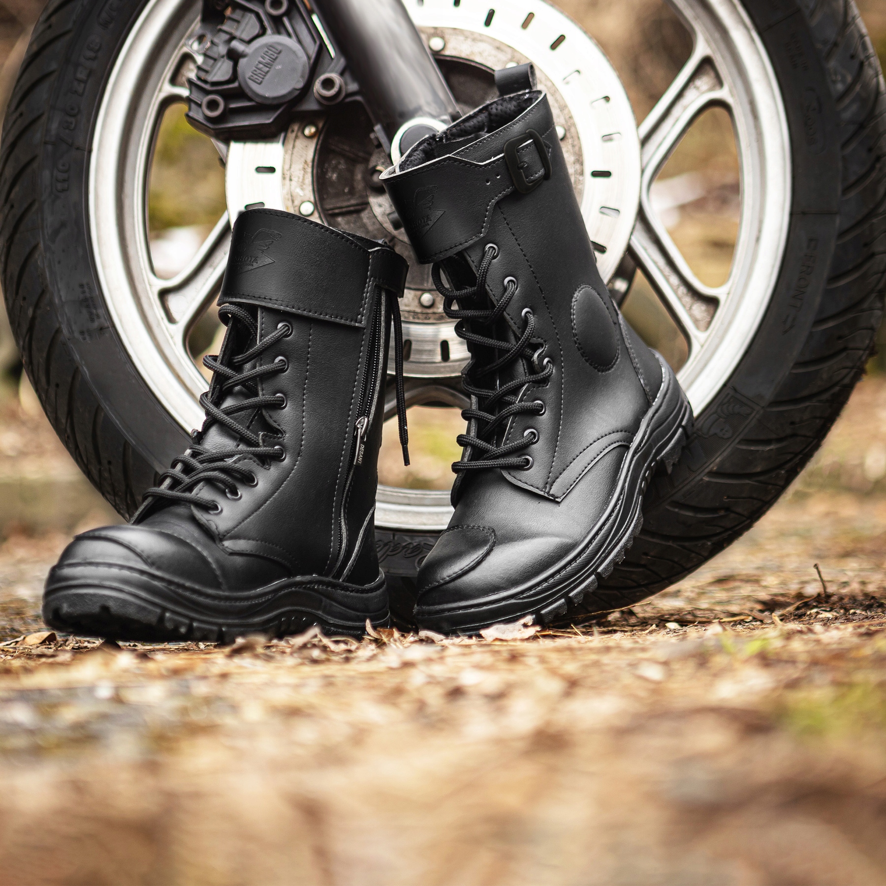 Buty Motocyklowe Obuwie na Motor Skóra Czarne 43 Rozmiar 43