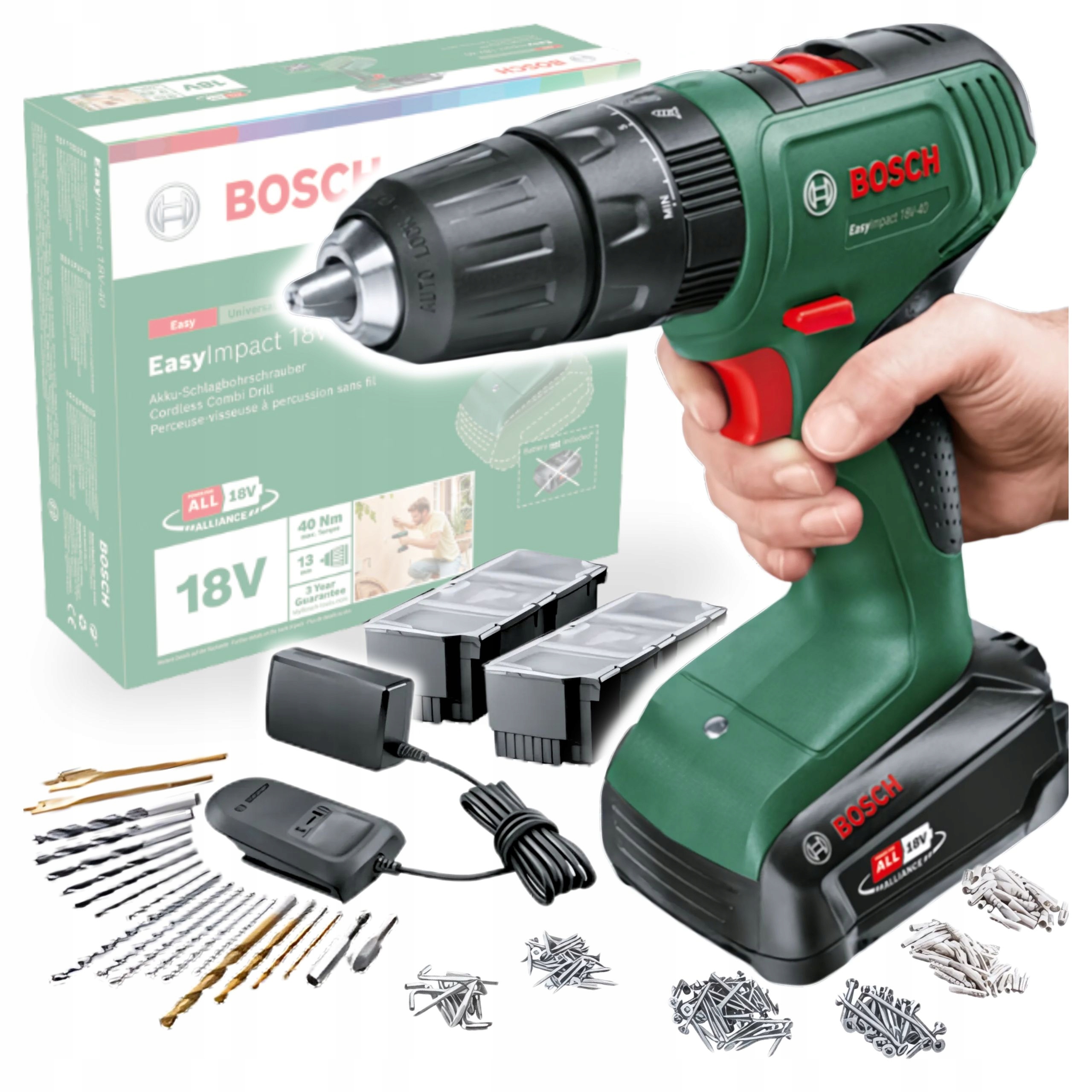 Bosch Diy EasyImpact 18V-40 Wiertarko-wkrętarka +1,5Ah +osprzęt 06039D810C