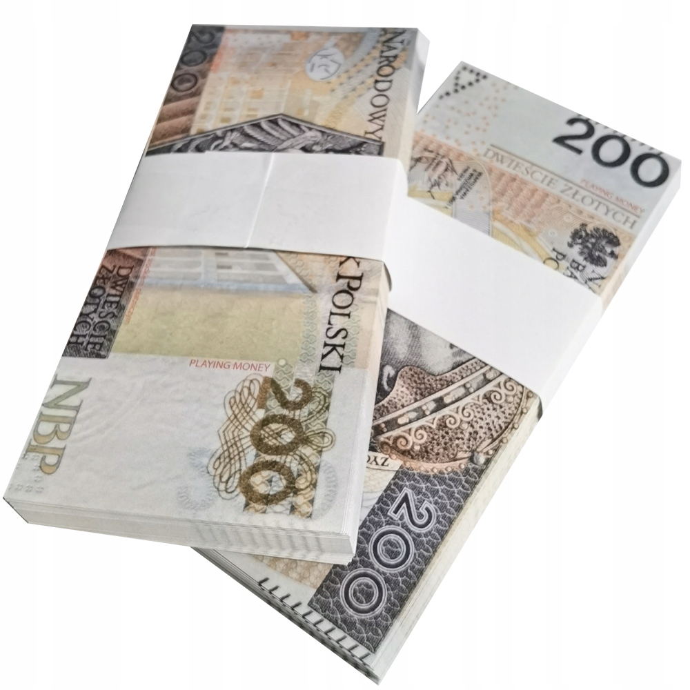 

200 Złotych banknoty do zabawy i nauki plik 10szt
