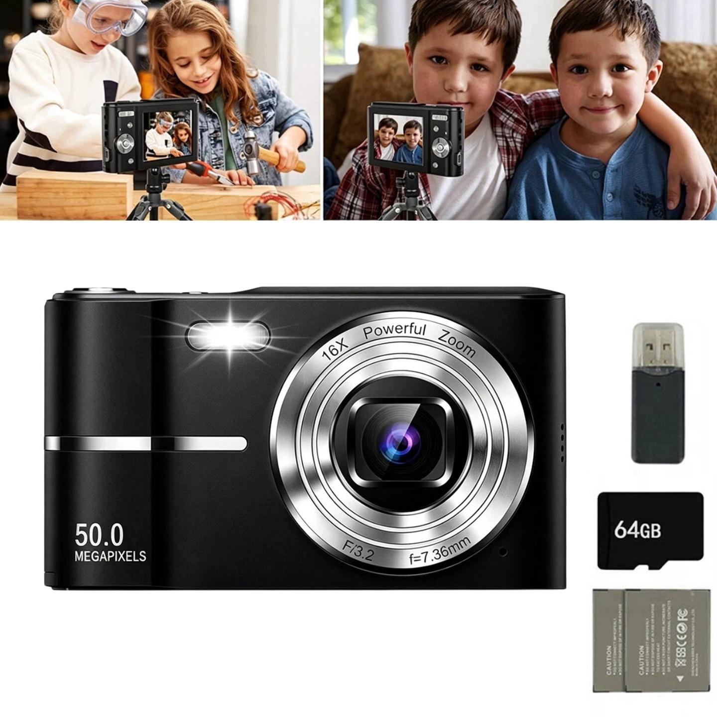 Digitální Fotoaparát Hd 1080P 50MP Natáčení Antishake Sváteční Dárek