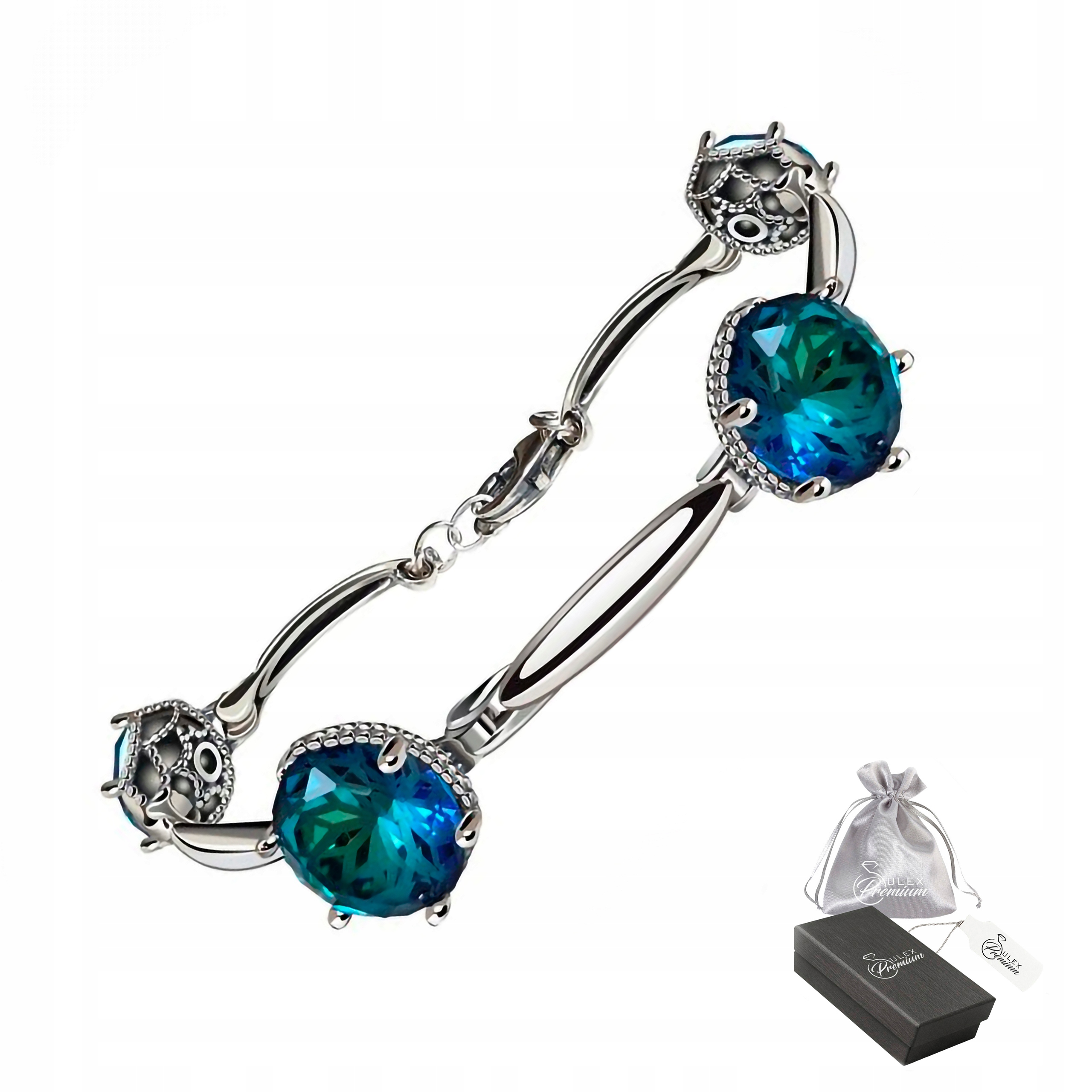 Náramek stříbro ryzost 925 Elegantní s krásným krystalem Bermuda Blue