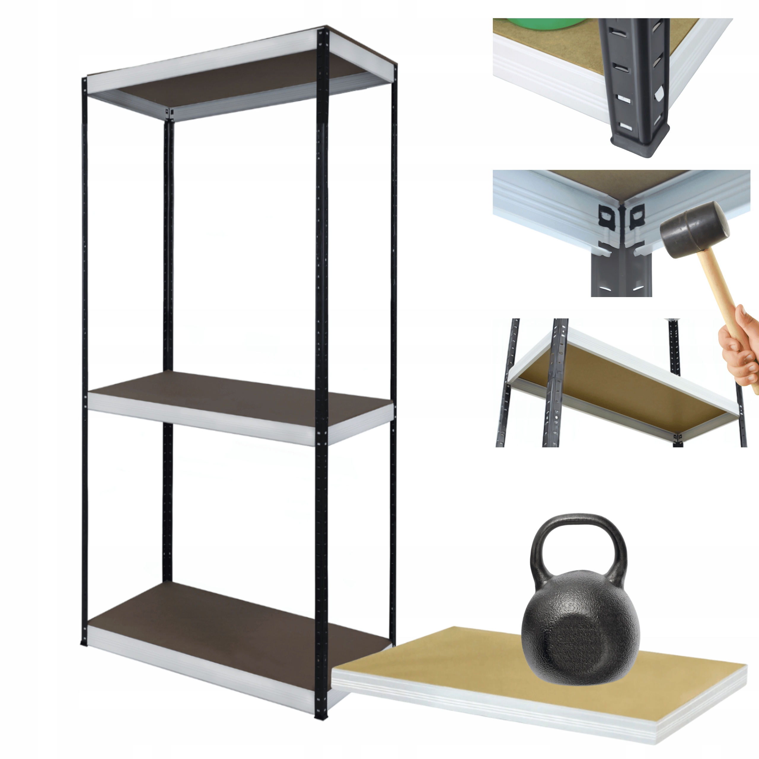 Kovový skladový regál a stojan Helios 90x45x45 cm 3Px175 kg