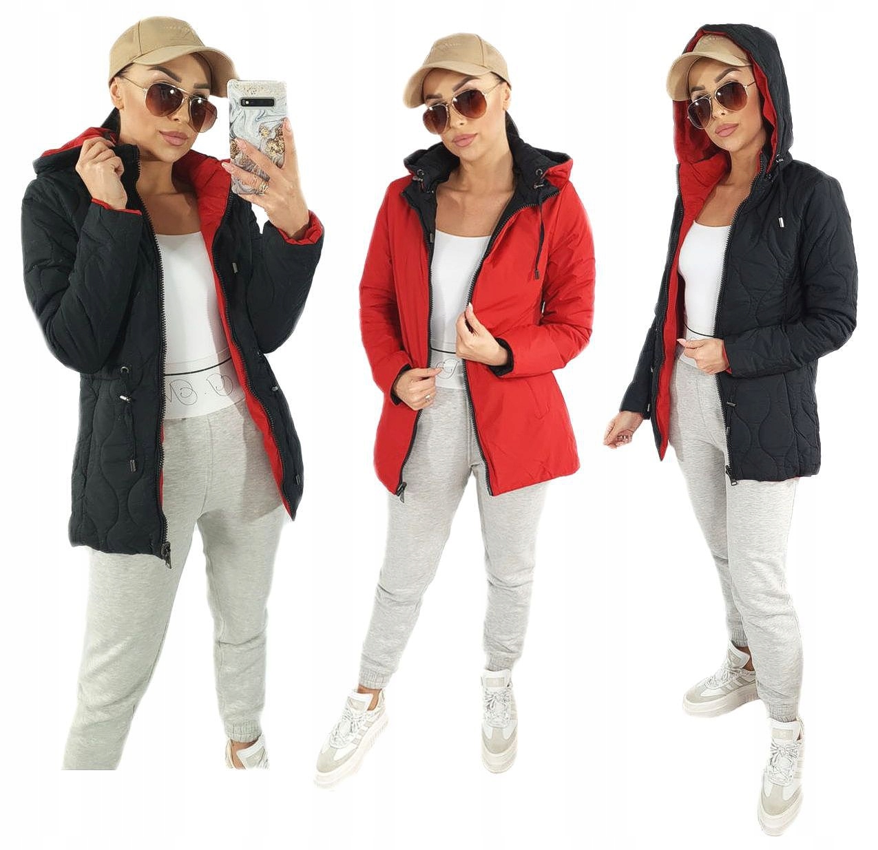 

Kurtka damska Parka dwustronna wiosna W589C ro XL